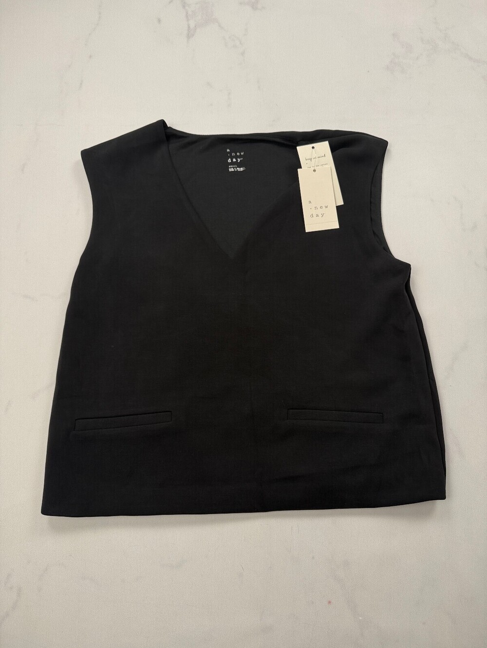 A New Day Vest Black Modern Classic Minimalist - Womens Small